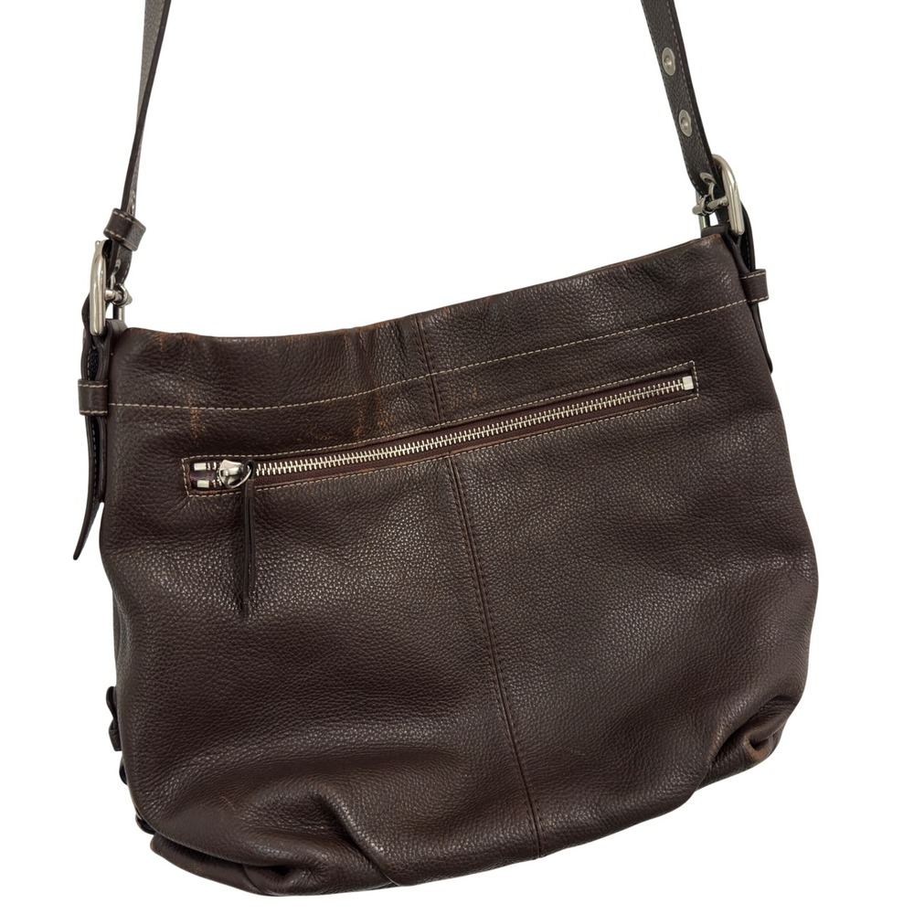 Coach F15064 Pebbled Leather Duffle Hobo Bag Brown Convertible Crossbody Boho